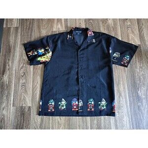 Las Vegas Button Down Shirt Men's Size XL Black 100% Polyester
